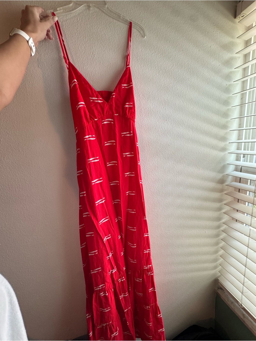 a new day Red Spaghetti-Strap Maxi Dress with fish